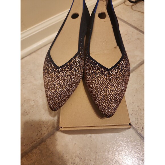 Rothy's "The Point" Flats in "Midnight Metallic" Dark Blue & Rose Gold Size 10.5 - Picture 3 of 11